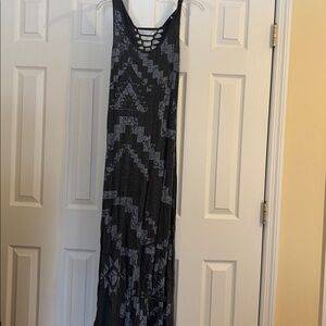 Black and Gray Geometric Maxi Dress